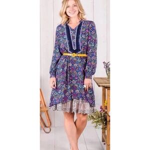Matilda Jane Women's Thoughts and Dreams Dress Purple Floral Size Medium New